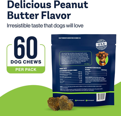 Level Up Pup LVL Up Pup Dog Joint Supplement for Senior Dogs Hip & Joint Supplement for Dogs with Glucosamine