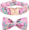 Lionheart Glory Floral Rose Print Dog Collar - Adjustable Soft Collar with Bowtie for X-Small Small Medium Large Dogs