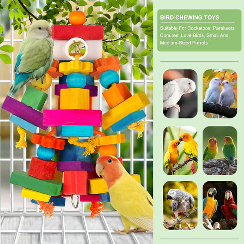 Kyouki Large Parrot Toy, Bird Toys for Cockatoos,Macaws, African Grey, Amazon Parrots,Conures, Lovebirds, Multicolored