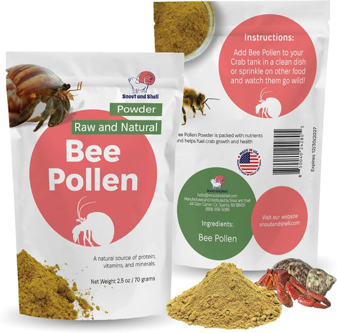 Snout and Shell Bee Pollen Powder for Hermit Crabs Natural Food Supplement
