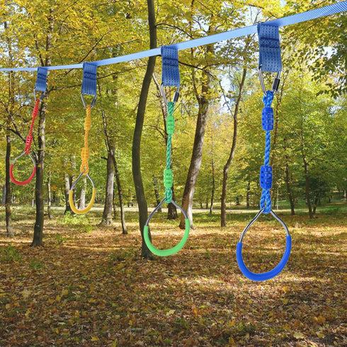 Morwealth Set Colorful Ninja Gymnastic Rings for Kids, Colorful Ninja Rings, Trapeze Swing Bar Rings,Climbing Rings