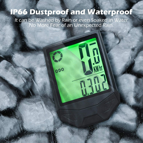 PRUNUS Wireless Waterproof Bike Speedometer and Odometer, Big LCD Screen, Touch Sensor for Outdoor Cycling