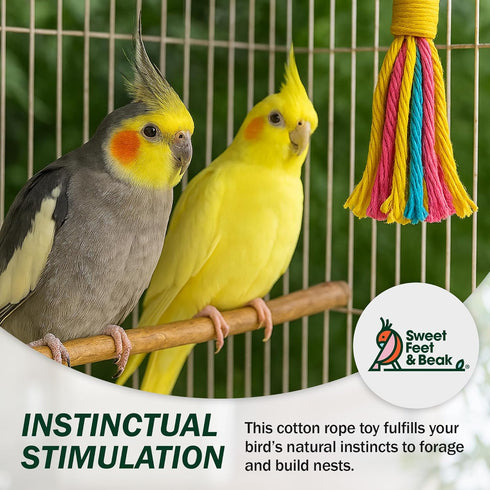 Platinum Tweeter Weave Bird Toys - Colorful, Safe Cotton Rope Playground Accessories for Parrots