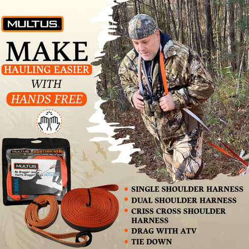 MULTUS Deer Drag Harness, Quick and Easy Hunting Gear for Deer Hunters
