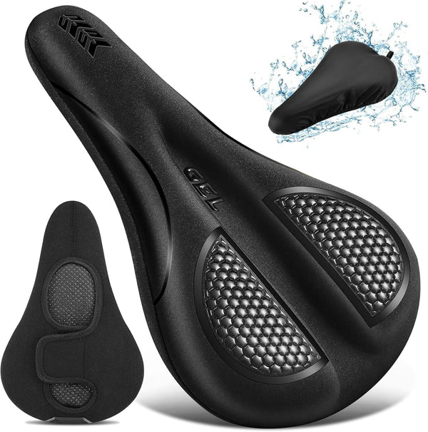 Gel Padded Bike Seat Cushion Cover, Extra Soft Comfy for Men and Women, Fits Various Bikes
