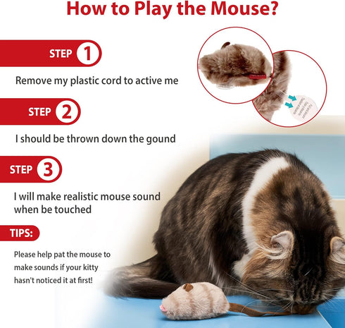 Gigwi Chirpy Cat Squeak Toy, Interactive Mouse Cat Toy with Melody Chaser for Kitten Play and Boredom Relief