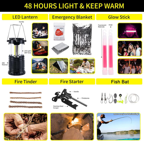 Survival Kit and First Aid Kit, 160 Pcs Emergency Supplies, Camping Accessories with Upgraded Molle Bag