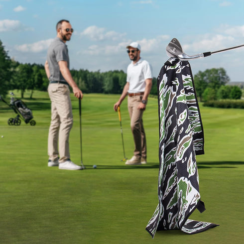 Magnetic Golf Towel with Center Cut and Loop Attachment, Strong Magnet for Golf Bag or Cart Accessory