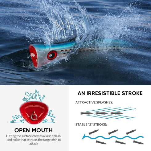 THKFISH Topwater Fishing Lures, Saltwater Popper Lures with Strong Hook