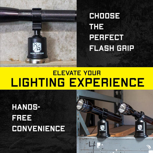 Mob Armor Flash Grip AA - Magnetic Flashlight Holder for Bicycle, Car & Wall - Tactical Mount Kit with Magnetic Base