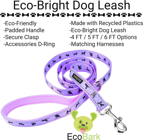 EcoBark Dog Leash - Soft Reflective Comfort Training Leash with Padded Handle for Small Medium Large Dogs