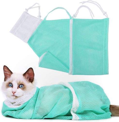 YLONG Cat Bathing/Grooming Bag, Anti-Bite and Anti-Scratch Restraint Shower Bag for Bathing, Nail Trimming, Green