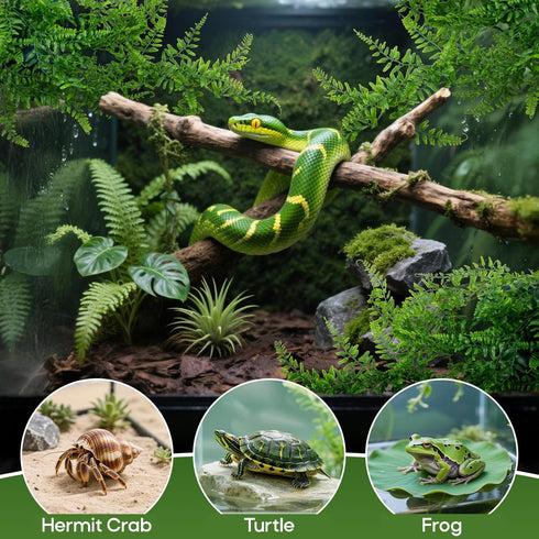 RAINFLOW 2PCS Decor(L31.5) Reptile Plants for Terrarium - Fake Hanging Terrarium Plants, Artificial Boston Fern