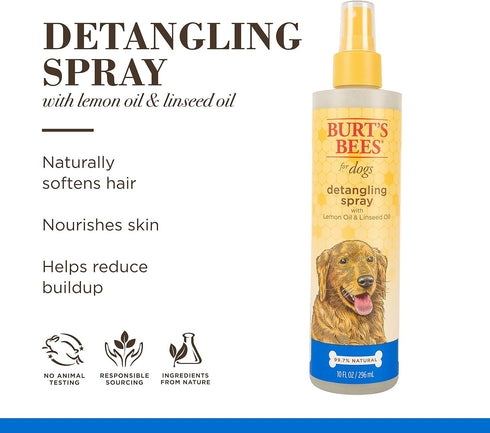 Burt's Bees for Pets Detangling Spray with Lemon and Linseed, 10 oz - Dog and Puppy Fur Detangler, 6 Pack