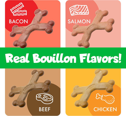 ChewEMS X Bone Dog Chew Toy for Aggressive Chewers Long-Lasting Chicken Flavor Nylon Bone Durable, Rawhide-Free Dental