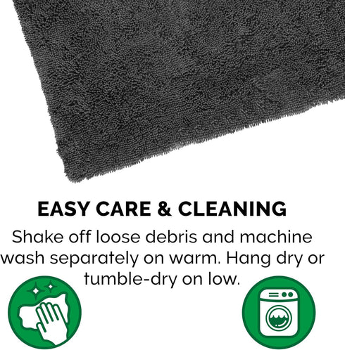 Furhaven 30" x 21" Highly Absorbent Dog Door Mat, 100% Washable, Chenille Rug for Entryway, Charcoal