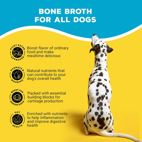 Brutus Bone Broth for Dogs, Bone Broth Powder with Chondroitin Glucosamine & Turmeric, Human Grade Food Toppers (Beef)