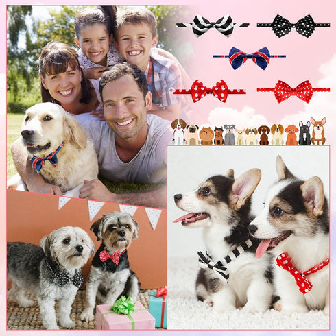 70 Pieces Adjustable Dog Bow Ties and Neck Ties Set, 40 Pet Bow Ties, 30 Neckties, Grooming Accessories