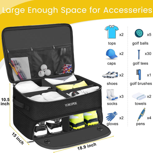 YOREPEK 2 Layer Golf Trunk Organizer - Waterproof Car Golf Locker with Ventilated Compartment for Shoes and Accessories