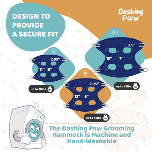 Dog Grooming Hammock with Durable Carabiner Clips & Straps, Soft Comforting Harness + Nail Trimmer for Large Dogs