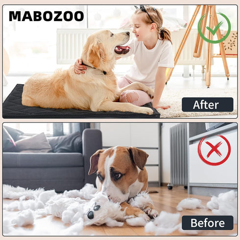 MABOZOO Indestructible Dog Beds, Chew Proof Quilted Dog Crate Pad for Small Dogs, Machine Washable, Black (17x23 in)