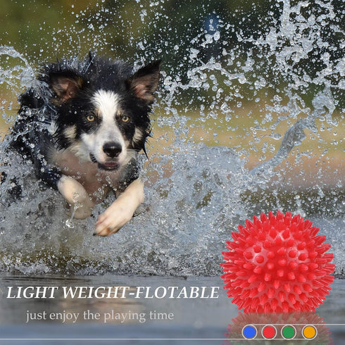 Dog Balls 4.5” Squeaky Toys, Spikey Dog Ball for Aggressive Chewers, Heavy Duty Teething Balls for Large Medium Dogs (4