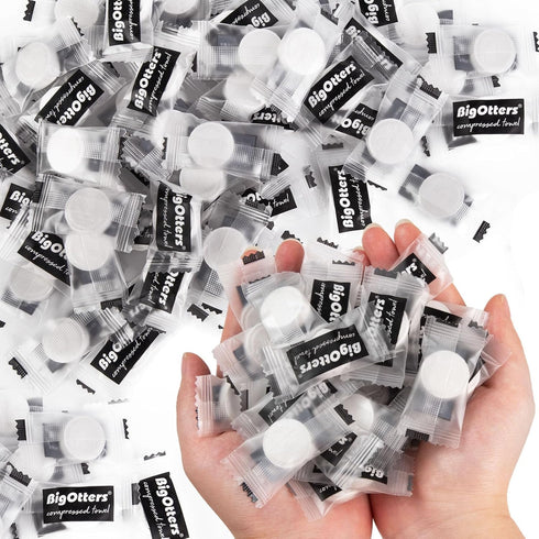 BigOtters 100PCS Compressed Towels, Disposable Face Towels for Travel Cleaning Supplies, Expandable