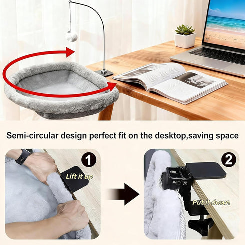 Generic Hammock Desktop Cat Bed, Small Kitten Table Perch, Space-Saving for Living Room Indoor Office Home Bedroom