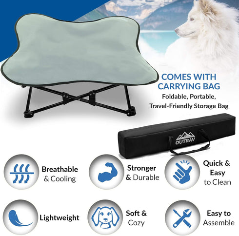Portable Elevated Bed, Folding Pet Cot for Indoor, Outdoor, Traveling, Camping, Raised Travel Lounger for Dogs, Cats,