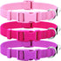 Azuza 3 Pack Comfortable Adjustable Nylon Dog Collars for Medium Dogs, Pink, Hot Pink, and Purple (M, 14-20 inch)