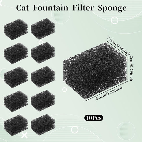 IANFAN 10 92oz/2.8L Pcs Cat Water Fountain Sponge Replacement, Cat Water Foam Filters Square Sponge Filter for Pet