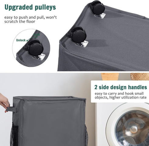 Yoga Mat Storage Racks with Wheels, Home Gym Holder, 2 Mesh Pockets, Holds 4 Mats, 2 Foam Rollers
