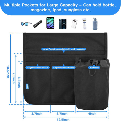 Xxerciz Beach Chair Cup Holder, Camping Chair Armrest Drink Organizer with Easily Attached Hook and Loop Strap
