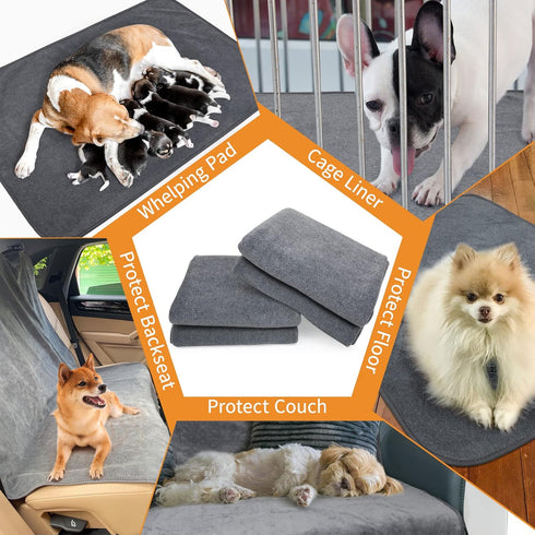 Washable Pee Pads for Dogs - 24x36, 4 Pack Reusable Whelping Pads, Non-Slip Training Mats for Potty, Playpen, Crate