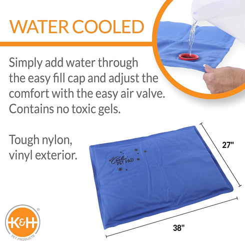 K&H Pet Products Outdoor Cooling Mat for Dogs or Cats, Travel Carriers Cooling Pad, Non-Toxic, Easy Carry, Blue XLarge