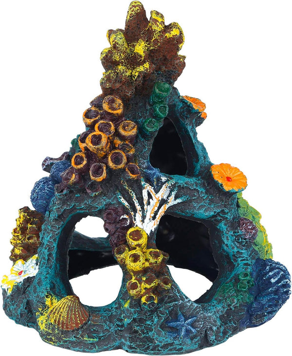 Uniclife Resin Coral Rock Mountain Cave, Fish Tank Decor Ornaments, Fish House for Betta Rest and Play