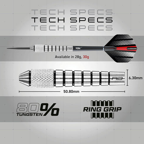 Red Dragon Sidewinder 30g Tungsten Steel Darts with Flights and Stems