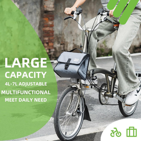 ROCKBROS Bike Bag, 4L-7L Adjustable Capacity Bicycle Bag for Brompton Folding Bike, Waterproof Front Storage Bag