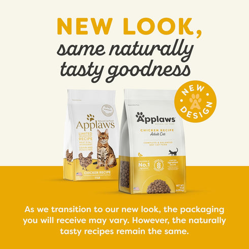 Applaws Complete Dry Cat Food, Grain Free, Limited Ingredient Food for Cats, Added Vitamins and Minerals for a Balanced Diet, Chicken Recipe 1 x 11 lb Bags