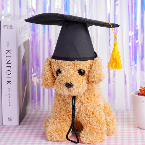 Small Dogs Graduation Caps: Black Hats with Yellow Tassel for Puppy Dogs & Cats Party Outfits Accessories