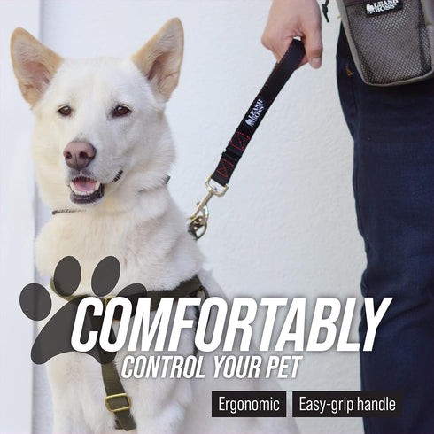 Leash Boss Traffic Handler - Short Dog Leash with Traffic Handle for Large Dogs, Great for Training (12 in, Red)