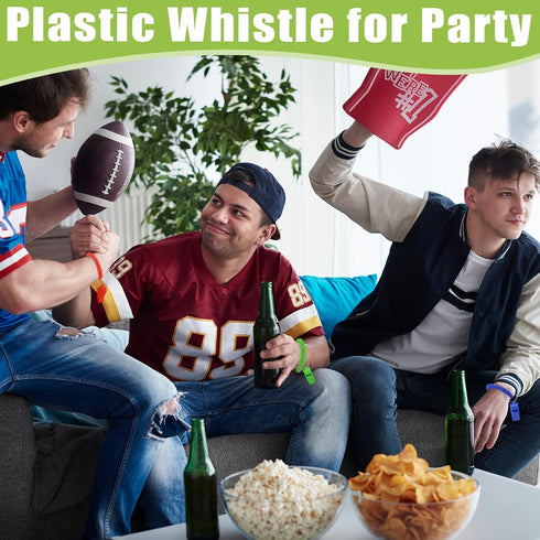 50/100PCS Plastic Referee Whistle with Bracelet Loud Crisp Sound Sports Whistle Multicolor Bulk for Adults Kids Coaches