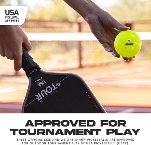 X-40 Franklin Sports Outdoor Pickleballs - Official Ball of USA Pickleball, APP Tour + US Open - Regulation Size