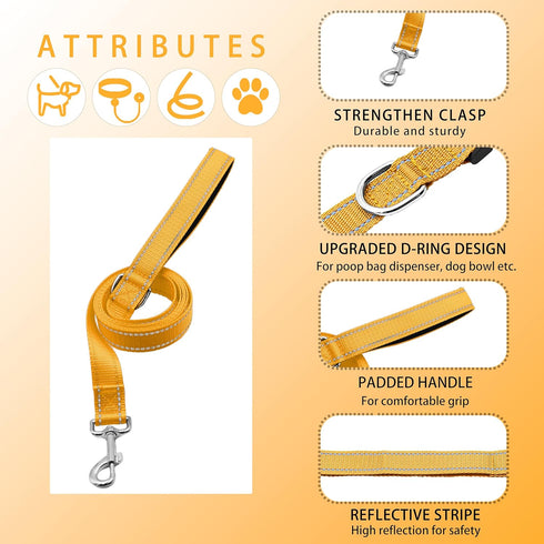 Reflective Dog Collar with Safety Locking Buckle, Adjustable Soft Nylon, for Small Medium Large Dogs, XL Yellow