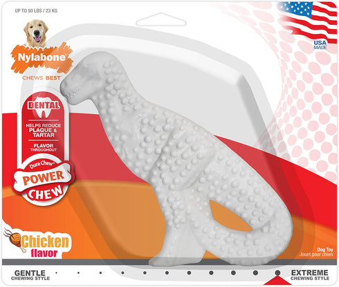 50 (1 Count) Nylabone Power Chew Dental Dinosaur - Dental Dog Toy for Aggressive Chewers - Large Dog Chew Toys