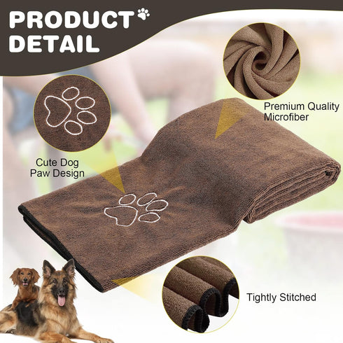 Chumia 4 Pack Dog Towels for Drying Large Microfiber Dog Towels, Absorbent Soft Pet Bath Towels for Small Medium Large