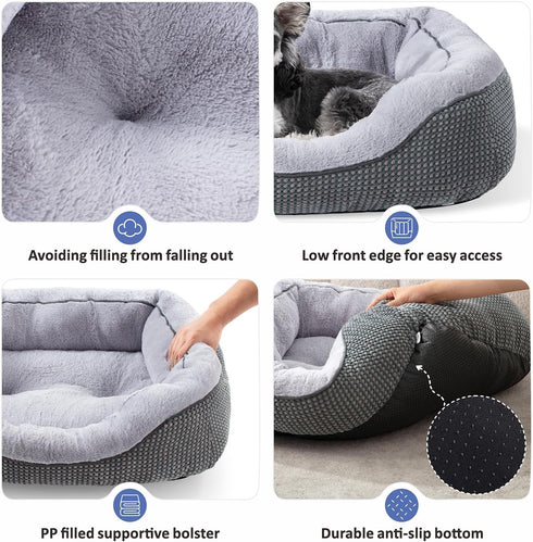 INVENHO Large Dog Beds for Large Dogs, Washable Rectangle Orthopedic Bed, Durable Pet Bed with Anti-Slip Bottom (L