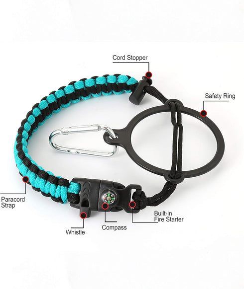 IRON °FLASK Paracord Handle, Fits Wide Mouth Water Bottles, Durable Carrier, Secure Accessories, Survival Strap Cord