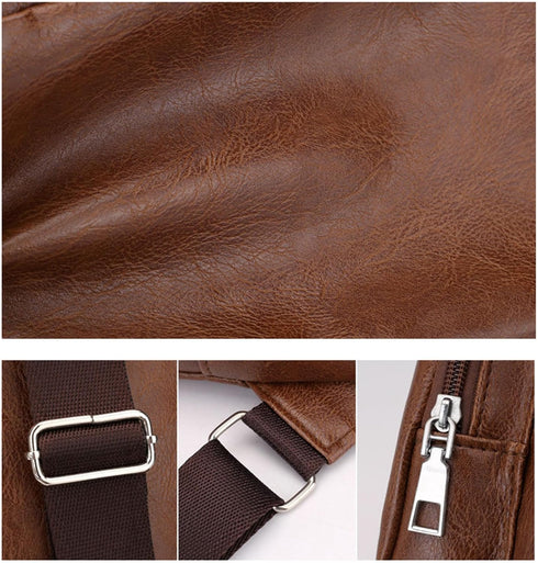 Generic Backpack, Crossbody Bag Leather Sling Bag Shoulder Leather Crossbody Sling Bag with USB Charge Port