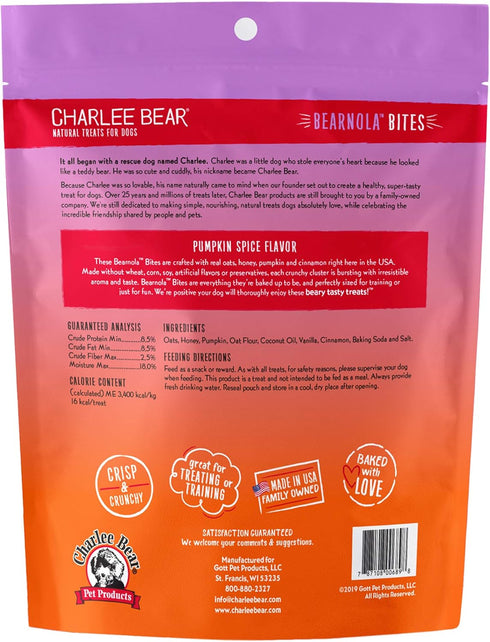 Charlee Bear Bearnola Bites Dog Treats, Pumpkin Spice Flavor, 8 oz